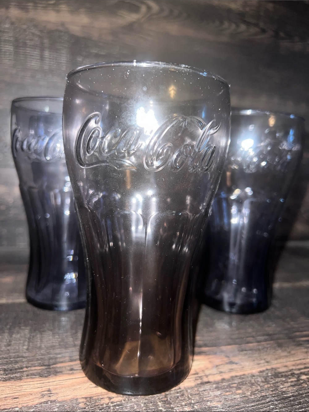 Purple Embossed Coca Cola Glass Tumblers - Set of 4